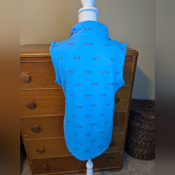 SCALES Sleeveless Shark Polo Shirt SZ L - Picture 6 of 11